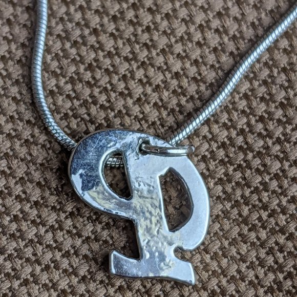 Vintage Avon Monogram Letter P Necklace Snake Chain - Picture 5 of 10